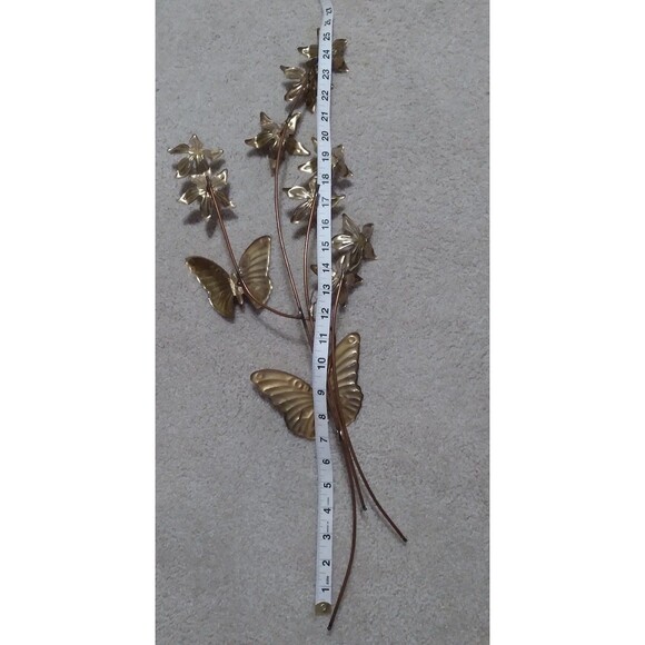 Vintage Home Interiors Floral Butterfly Metal Wall Art - Picture 3 of 7